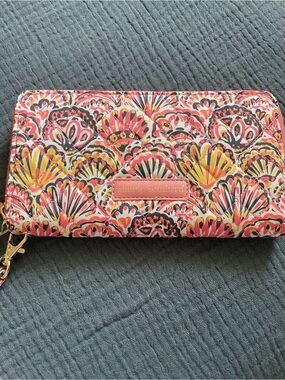 Simply Southern Coral Pink and Yellow Quilted Wristlet Wallet